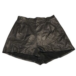 Black Genuine Leather Women's Shorts Size Small High Waist Biker Y2K Goth Club